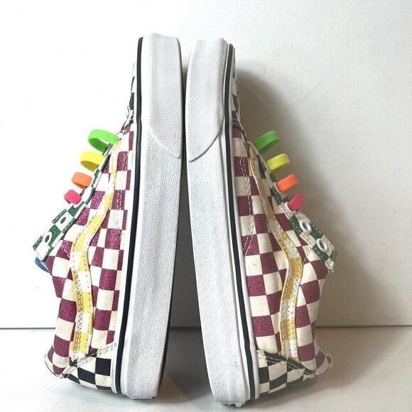 Vans Sneaker Skate Shoe Womens 6 Multicolor Glitter Plaid Canvas Men 4.5 Slip On - Picture 4 of 10